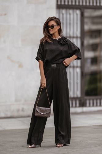 luźne spodnie z wiskozy czarne