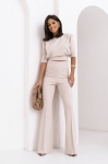 Elastyczne beżowe spodnie Margo typu dzwony