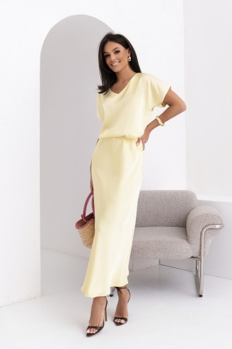 Spódnica satynowa midi Anett żółta