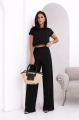 Elegancki dwuczęściowy komplet Olga bluzka + spodnie czarny
