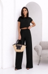 Elegancki dwuczęściowy komplet Olga bluzka + spodnie czarny