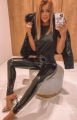 Spodnie damskie legginsy Zip lateks czarne