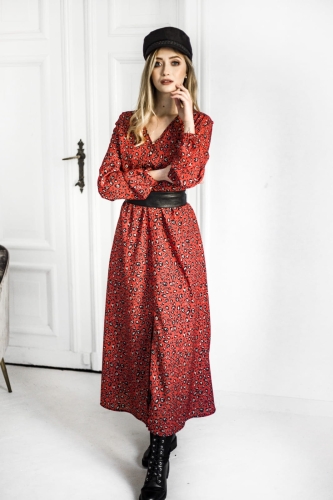 Sukienka maxi czerwona plus size panterka
