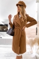 Długi płaszcz damski London wiązany w pasie camel