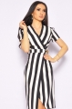 Elegancka sukienka damska ołówkowa paski czarna