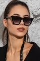 Damskie okulary przeciwsłoneczne UV kocie oczy czarne matowe