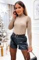 Klasyczny golf damski basic z połyskującą nicią złoty