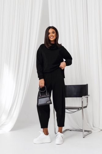 bawełniany dres damski czarny oversize