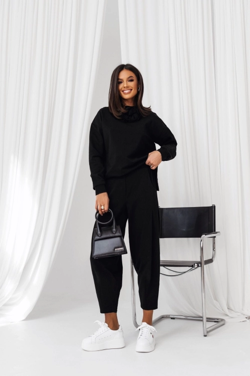 bawełniany dres damski czarny oversize